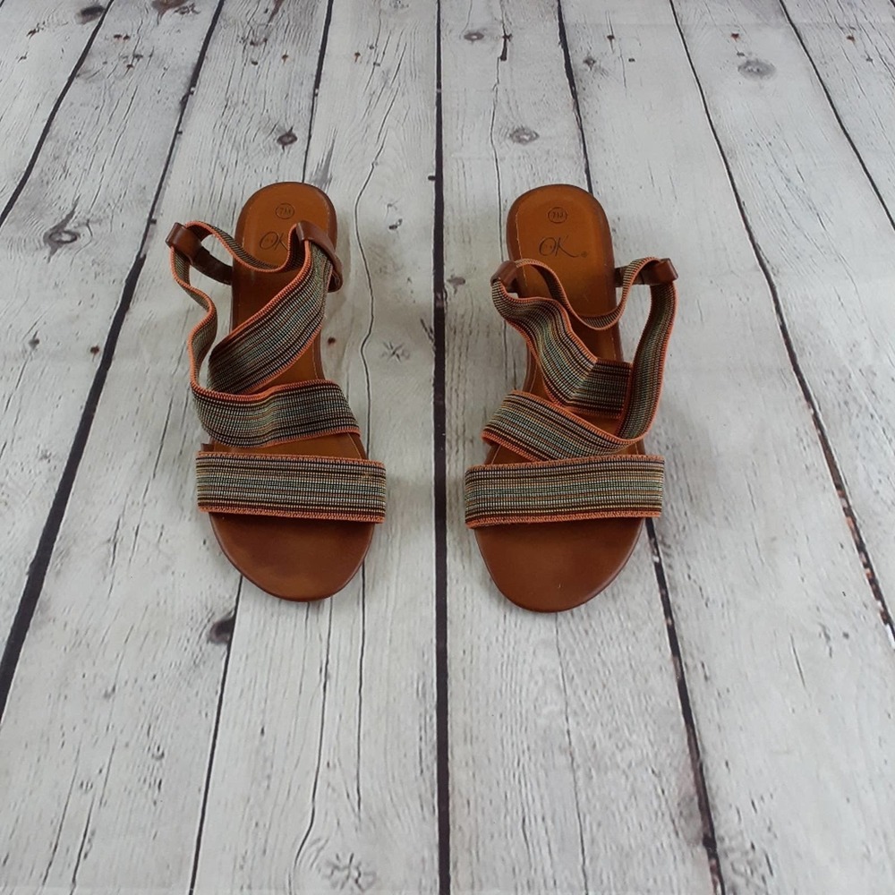 It's OK Slip On Leah Wedge Heel Sandal Size 7M Fabric Upper